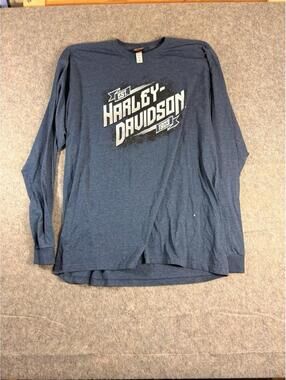 Harley Davidson Men Menomonee Falls WI Biker Long Sleeve T Shirt blue Sz XL